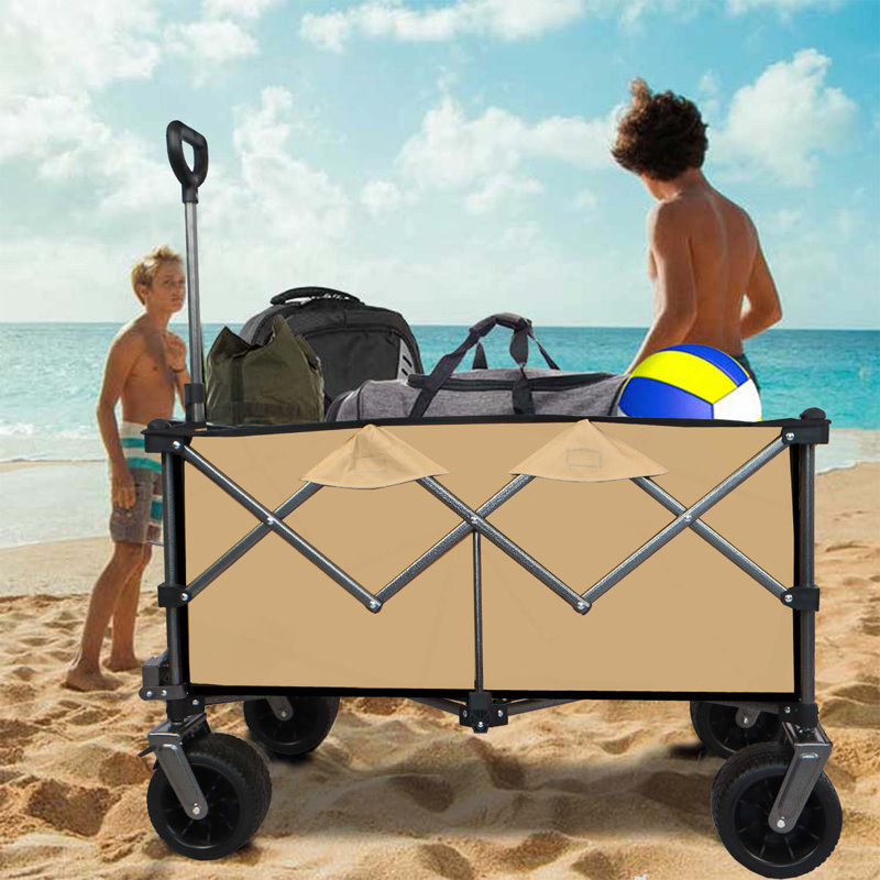 Chariot pliable pliable, chariot de plage pliable, Brun grisâtre