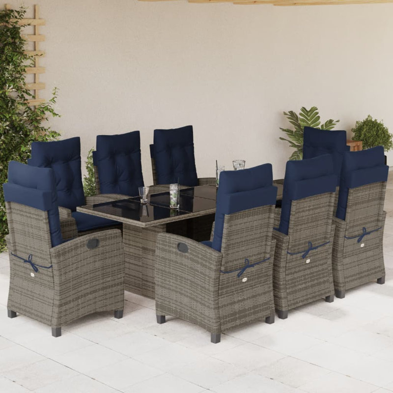 Ensemble de salle à manger de patio 9 pièces Vidaxl