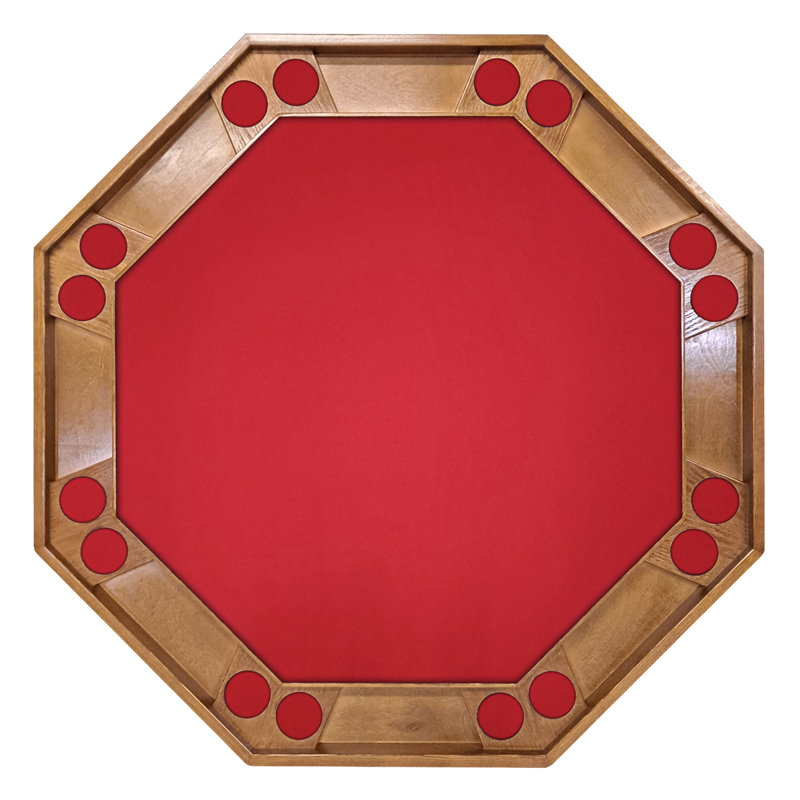 Table de poker 57 po, Bois fruitier / noyer, Feutre rouge