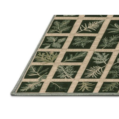 Machine Washable Nature Green Area Rug