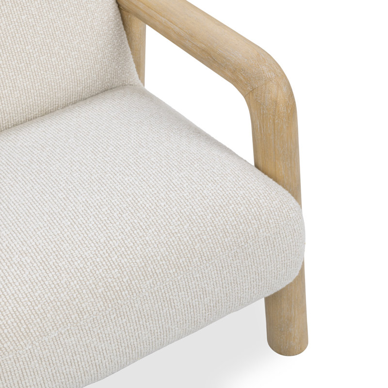 Reyna Upholstered Fabric Accent Chair, Natural Wood, Sand