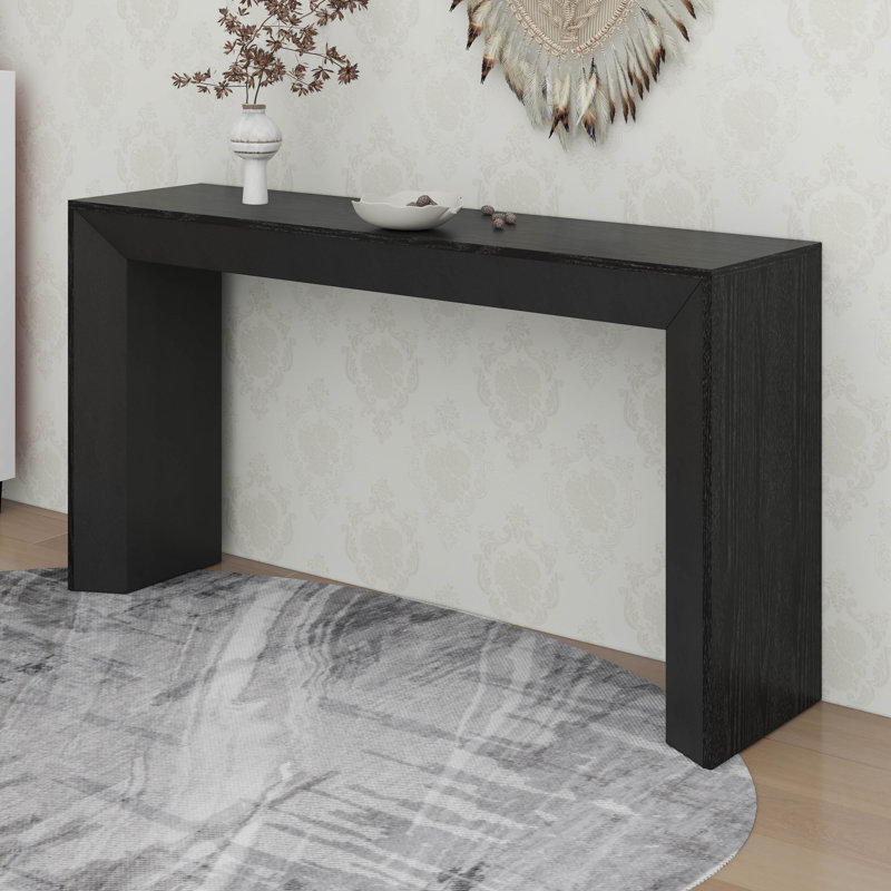 Console avec foyer en placage de bois, Noir
