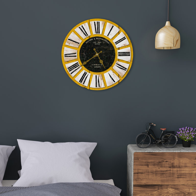 Mancuso Wooden Vintage Silent Wall Clock - 30 cm / 11.8 in