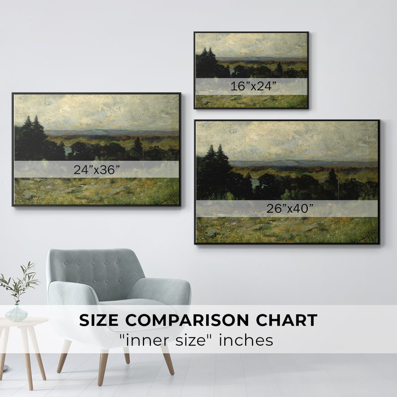 «Vintage Landscape - M III» sur toile, Toile avec cadre flottant noir, H 27 po x l 41 po x P 2 po