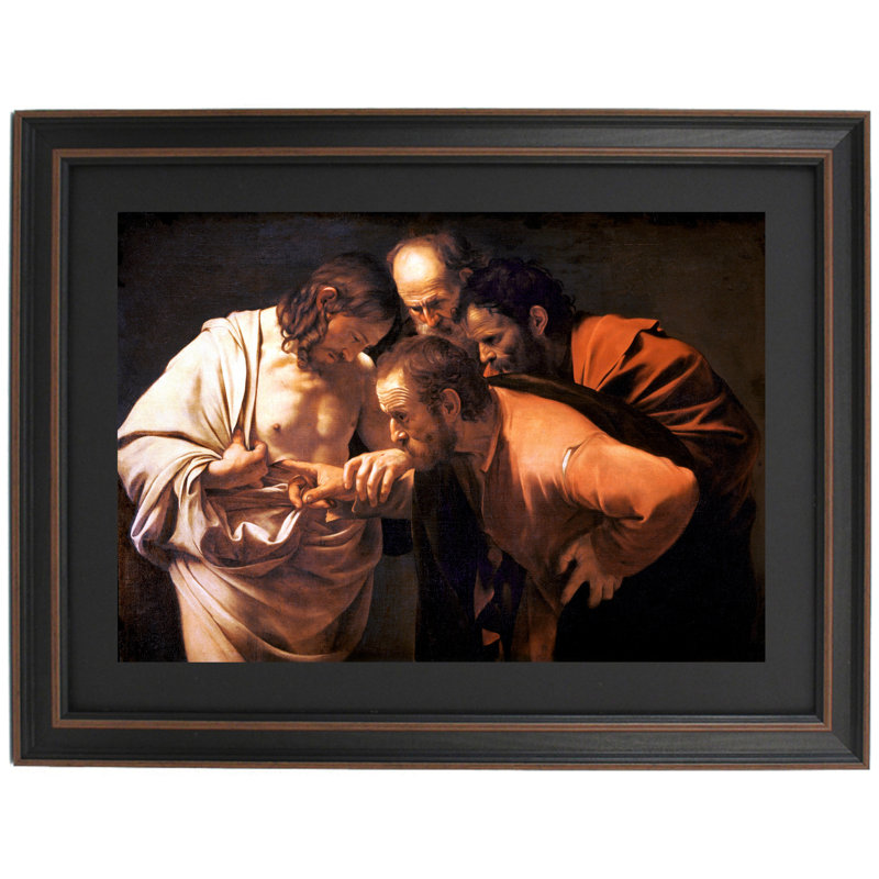 L'incrédulité de Saint-Thomas par Michel-Ange Merisi Da Caravaggio, H 19 po x l 24 po