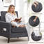 Élégante chaise d'appoint rembourrée en tissu avec pieds robustes en bois massif-1344559606