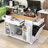 Rolling Kitchen Island Cart with Built-in Power Outlet, Storage Cabient and Trash Can-2116294582