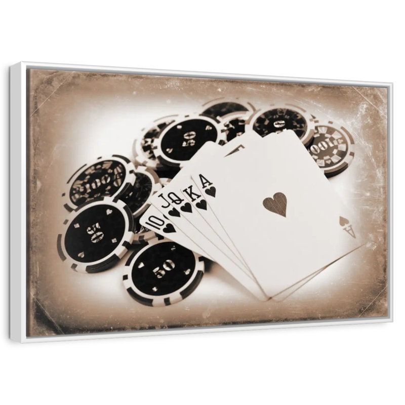 Poker rétro, Cadre flottant blanc, 43 po x 29 po
