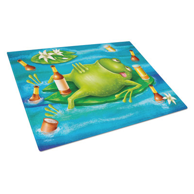 Caroline's Treasures Tempered Glass Frog Drinking Beer Cutting Board