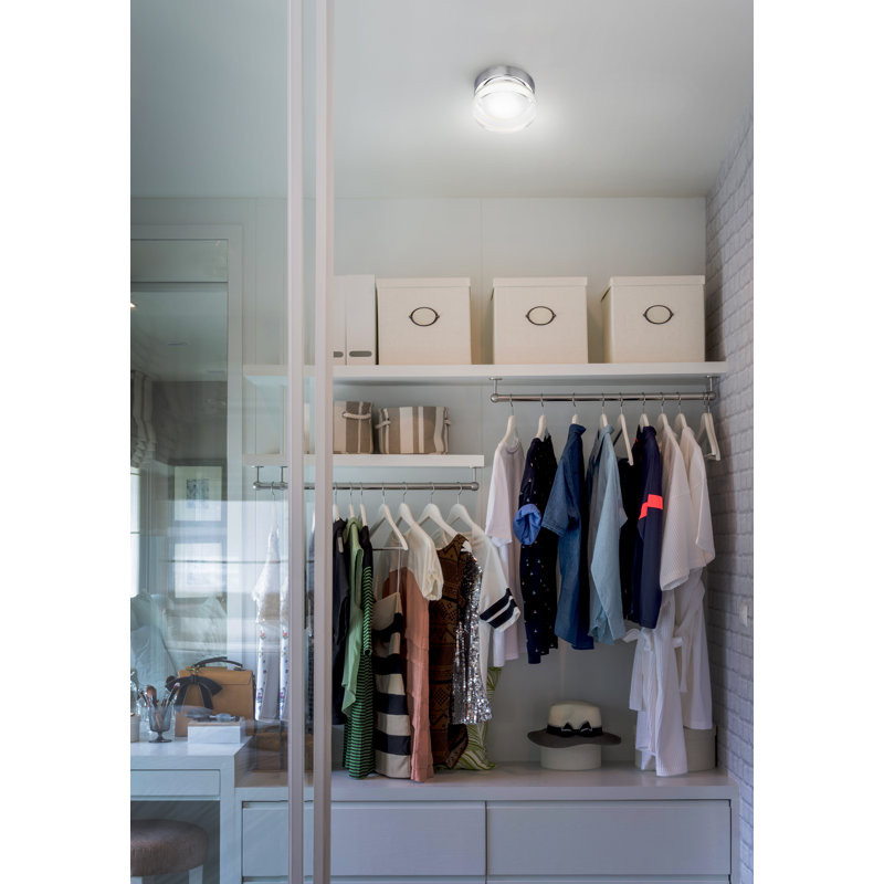 Autavia 5.375 In. 1 Light Integrated LED Wall Light With Clear Acrylic Shade, Adjustable Color Temperature, Chrome