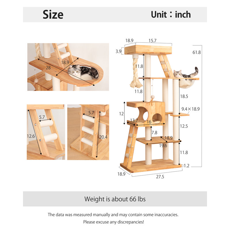 61.8 " H Cat Scratching Post and Cat Toys