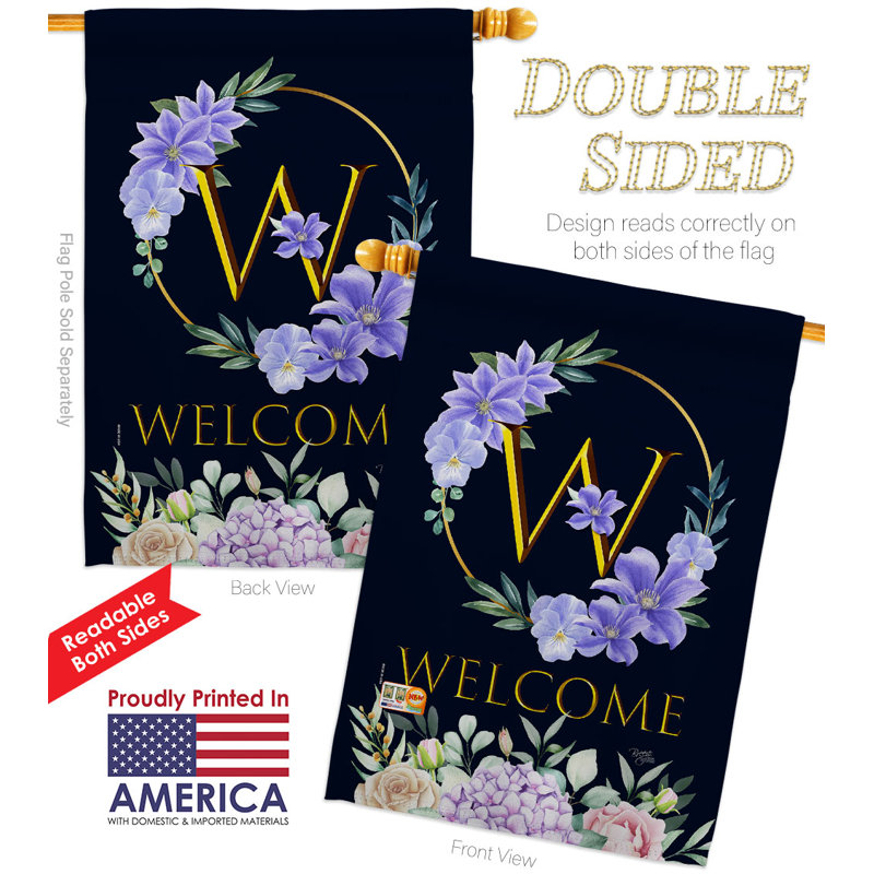 Drapeau de maison en polyester 40 x 28 po Welcome, W