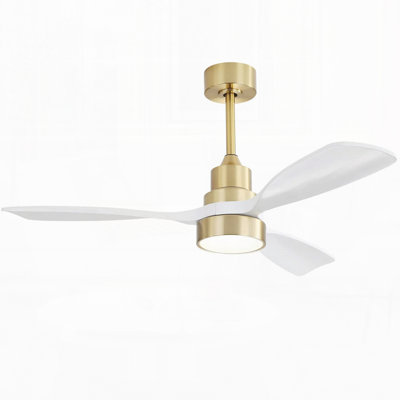 Ventilateur de plafond en bois massif de 48 pouces avec lumière à intensité variable et moteur à courant continu réversible à 6 vitesses