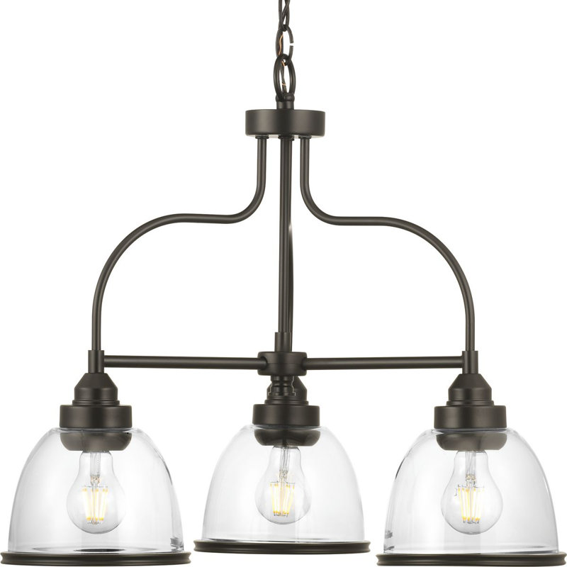 Luminaire suspendu linéaire pour îlot de cuisine 3 lumières Chaya, Bronze antique