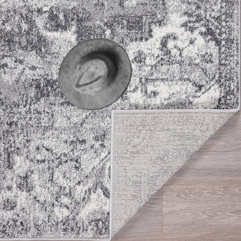 Tapis gris / blanc Fairbank, Rectangle de 8 pi x 10 pi