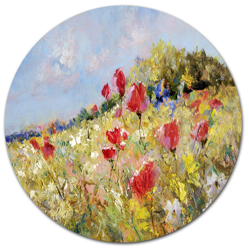 «Painted Poppies on Summer Meadow», reproduction de peinture à l'huile sur métal, H 23 po x l 23 po
