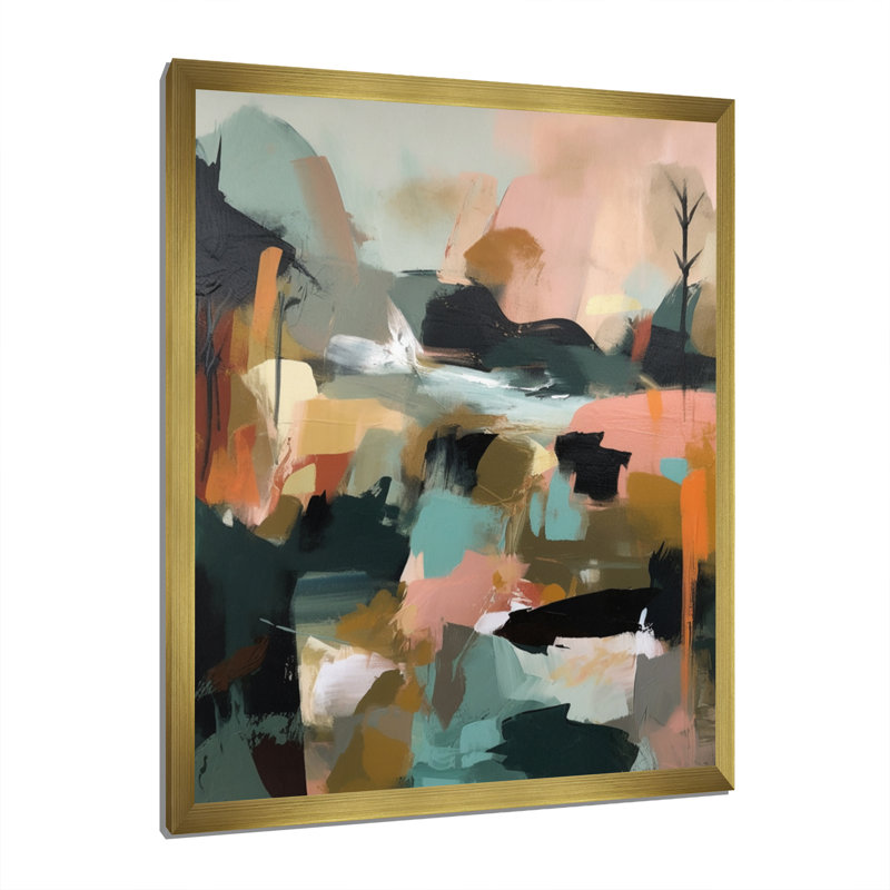 Gren et rose, réalité transcendante - impression, H 40 po x l 30 po x P 1,5 po, Encadrement doré