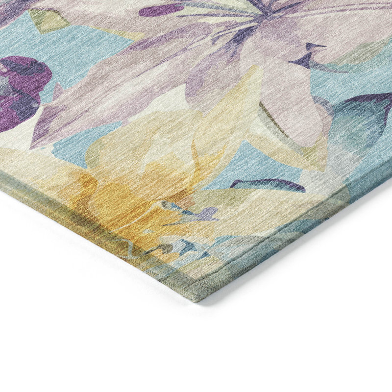 Machine Washable Indoor/Outdoor London ACN2262 Floral Rug, Rectangle 8' x 10'