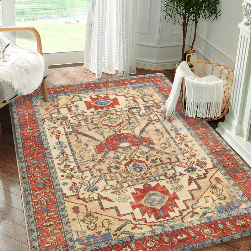 Serapi Hand-Knotted Ivory Lamb's Wool Area Rug