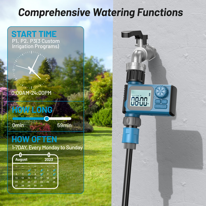 Single-Outlet Automatic Watering Timer with Digital Display – Available in 4 Colours, Blue