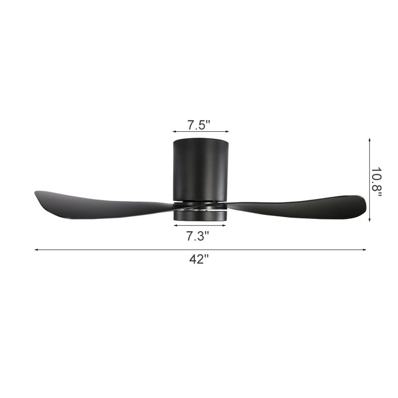 42'' Black Ceiling Fan with Light and Remote