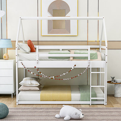 Lit superposé simple au-dessus de simple moderne, lit maison avec échelle Modern