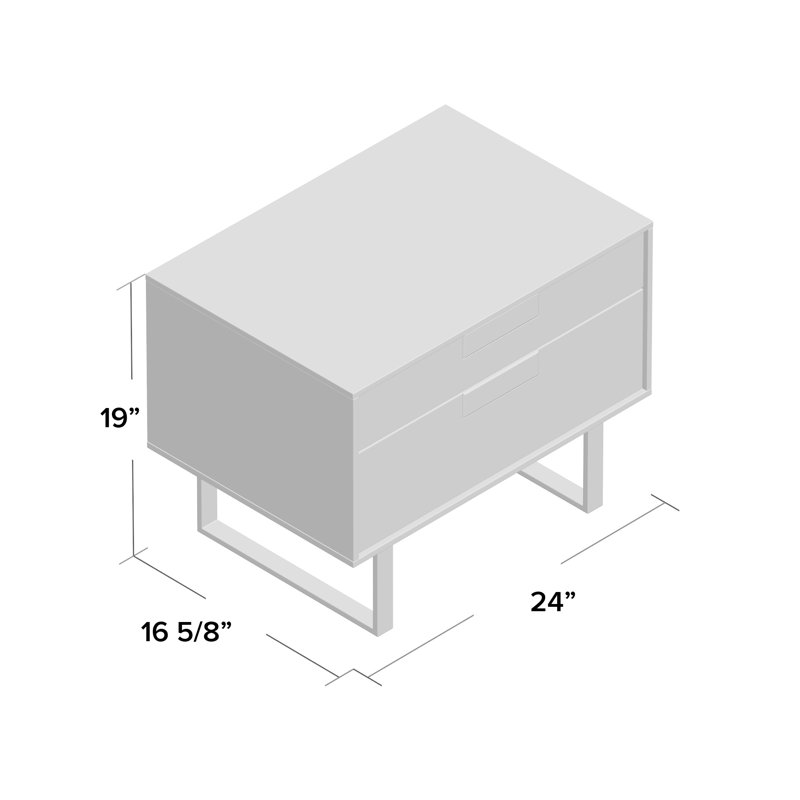 Series 11 2 - Drawer Nightstand, Silver/Walnut