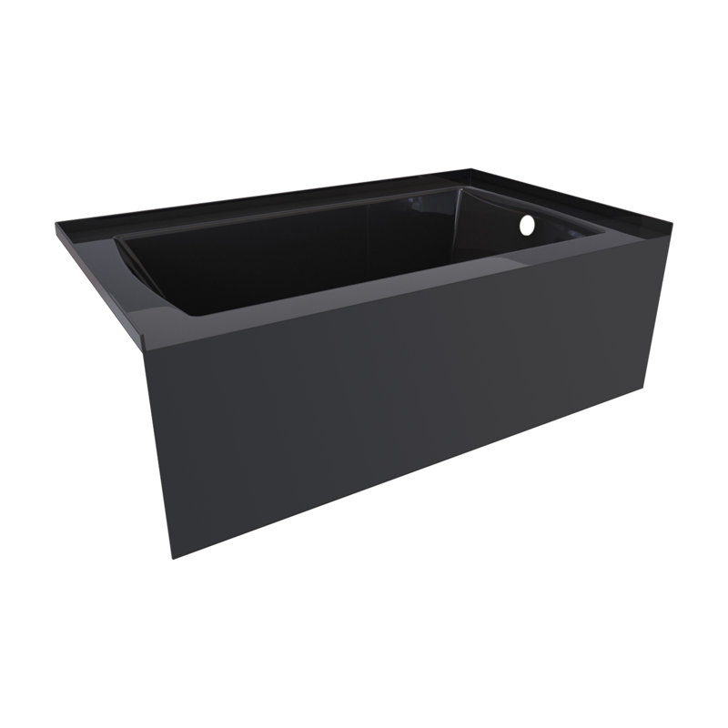 60'' x 34'' Soaking Acrylic Bathtub, Right, Black