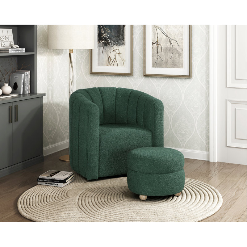 Chaise contemporaine en tissu avec dossier rembourré Boucle, Green