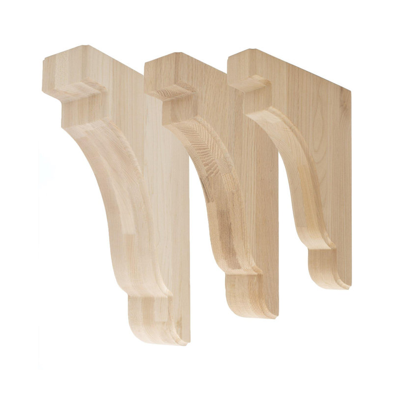 Corbeau de support en bois massif moyen non fini 12 po x 2-1 / 2 po x 8 po, Érable dur