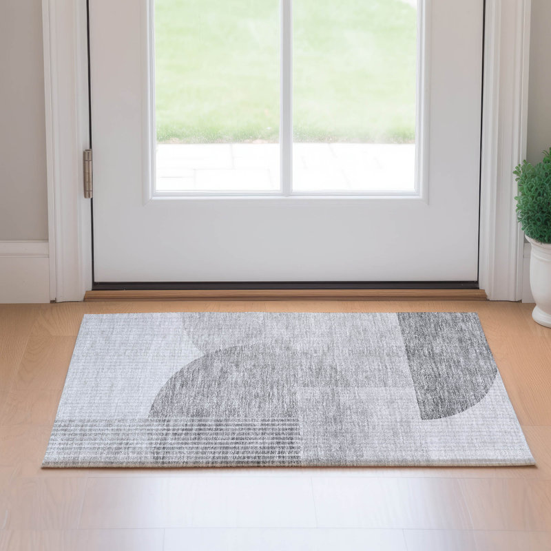 Premium Machine Washable Prisco Gray Rug, Rectangle 1'8" x 2'6"