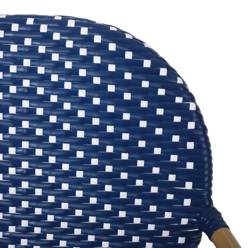 Ensemble de 2 sièges d'extérieur français, bleu marine et aluminium, siège de 29,5 po, structure rouille, ensemble de sièges à 2 motifs, bleu, 29,5 po
