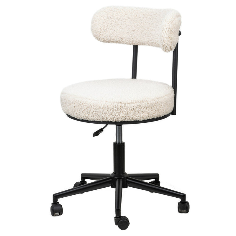 Chaise de bureau réglable Horta, Bouclé, Blanc