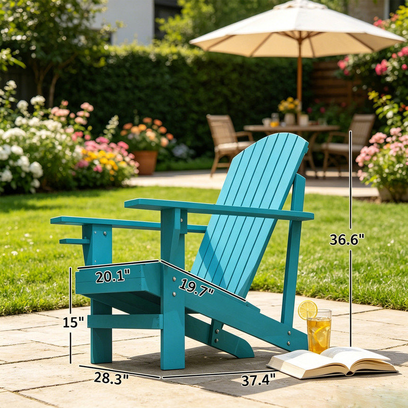 Chaise Adirondack en bois massif, meubles résistants aux intempéries pour le jardin et les espaces extérieurs
