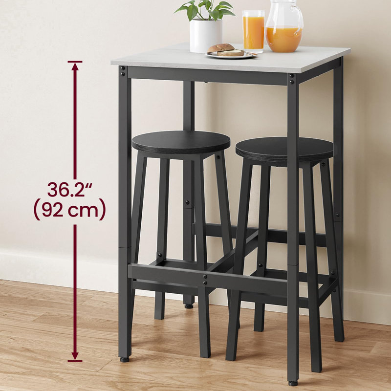 Belldas Square Metal Outdoor Bar Table , 60cm cm W 60cm cm D, Black, Vintage White