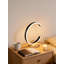 Lampe de table moderne à DEL avec gradation continue et 3 températures de couleur, conception en forme de C avec abat-jour en silicone et base en bois massif, lampe de chevet pour chambre à coucher, salon et table de chevet