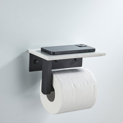 Forious® Ultra Marble Toilet Paper Holder with Shelf Wall Mounted