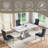 70.08" Modern Faux Marble Dining Table Set With Double X Base-122922127-116292550-116292545