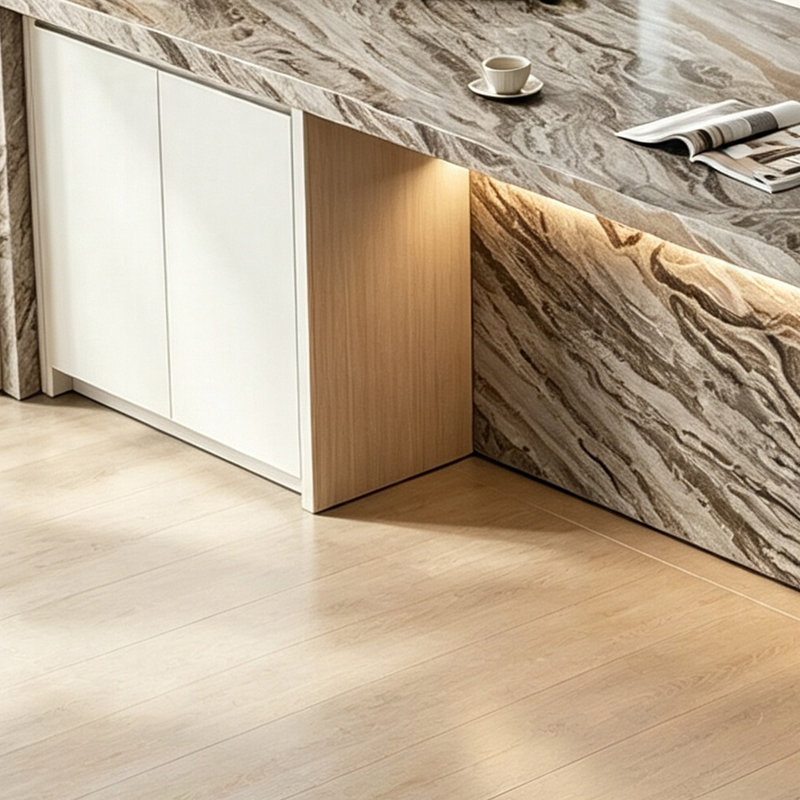 Îlot de cuisine en marbre avec armoire de rangement et lumière DEL, aucun assemblage requis, Grey