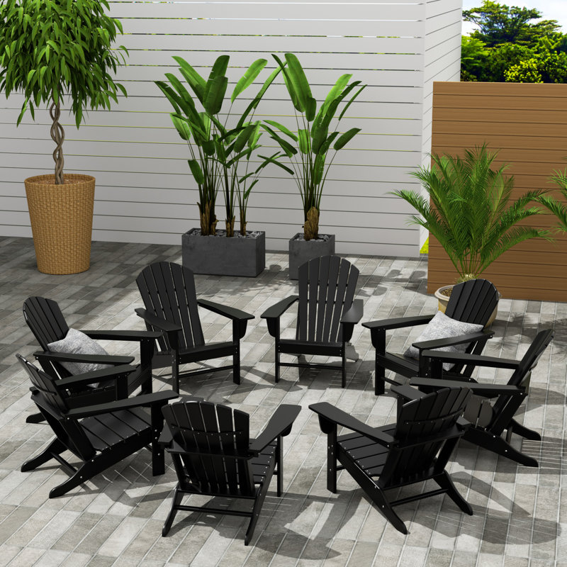 Geoff Foldable Outdoor Adirondack Chair, Black
