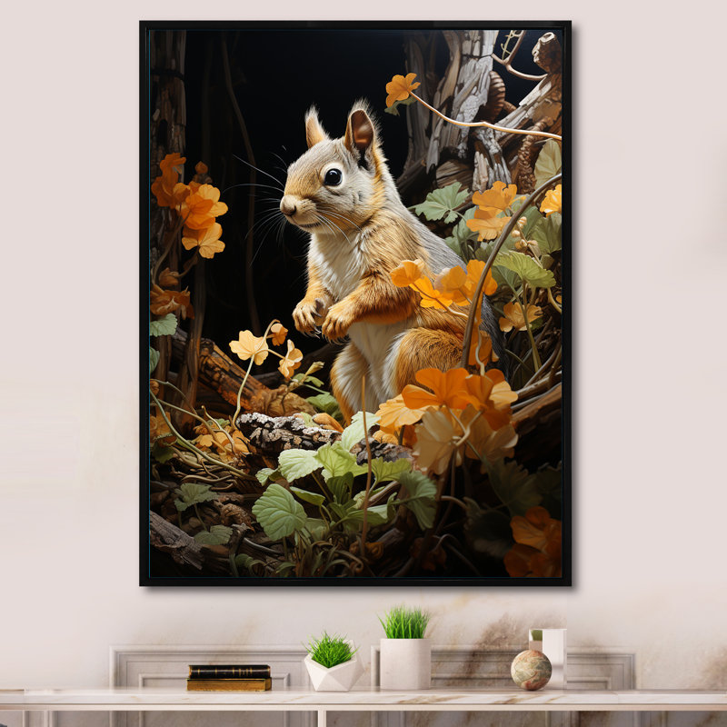 Écureuil brun, écureuils et pastorales - reproductions d'art mural d'animaux, H 44 po x l 34 po x P 1,5 po