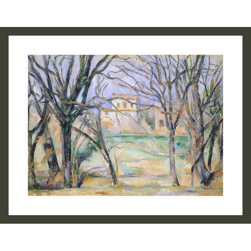 Arbres et maisons par Paul Cézanne - Impression sur toile, H 23,09 po x l 29,5 po