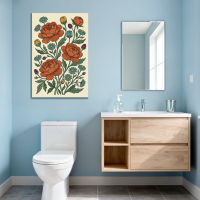 Plantes et fleurs avec motif floral orange et bleu