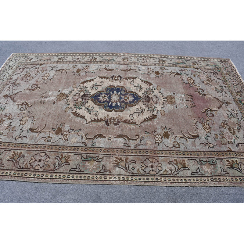 Grand tapis turc antique brun pour le décor de la chambre à coucher ou de la salle à manger