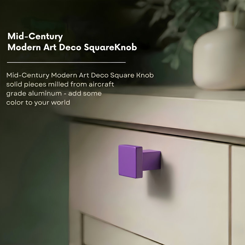 ROUS Hardware Art Deco Square Knob, Royal (Purple)