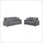 Élégant ensemble de canapés 2 pièces gris foncé en toile de jute et tissu avec causeuse et coussins Cozy Design