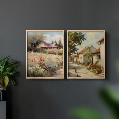 «Vintage Landscape LXIV», impression giclée sur cadre - ensemble de 2