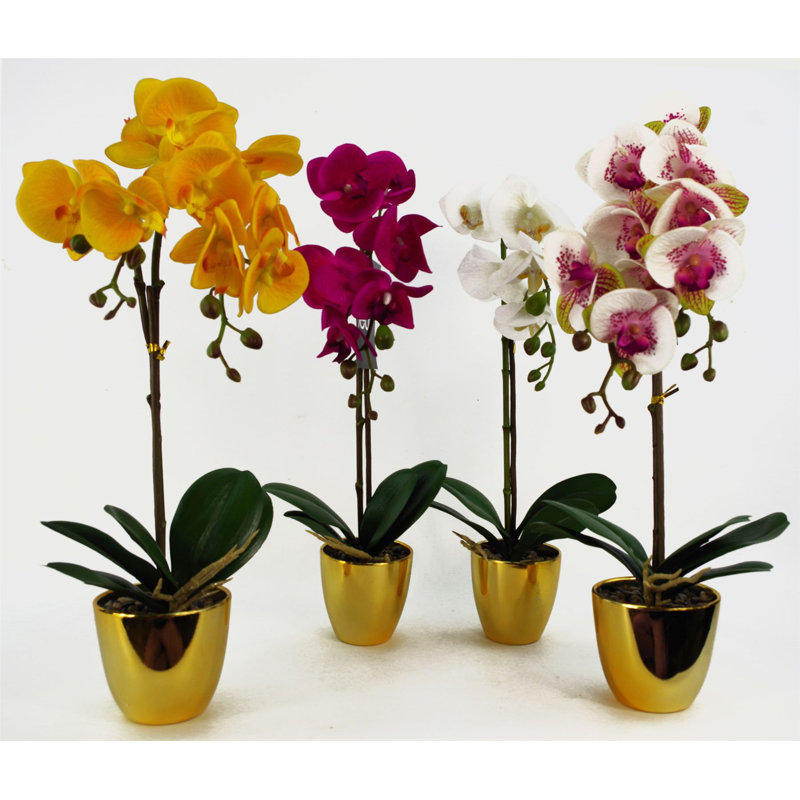 Faux Plant in Pot Liner, Dark Pink, 46cm H x 15cm W x 15cm D