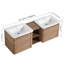 Meuble-lavabo mural, lavabo en céramique blanche, tablettes de rangement, porte à fermeture en douceur, structure en contreplaqué, aspect rustique facile à nettoyer, scénario à usages multiples