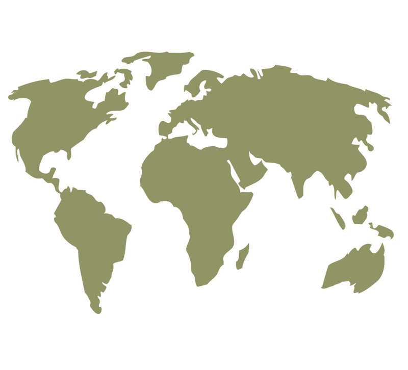 Décalcomanie murale carte du monde, Olive, H 38 x l 56 po x P 0,01 po